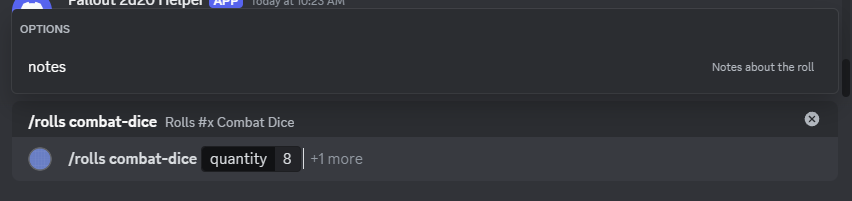 A screenshot of the command definition in Discord