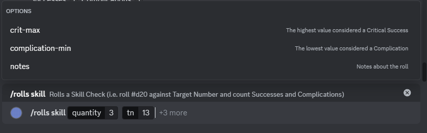 A screenshot of the command definition in Discord