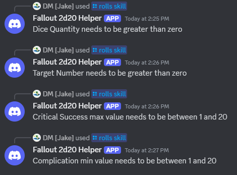 A screenshot of the response in Discord