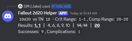 A screenshot of the response in Discord