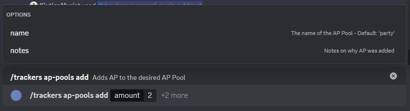 A screenshot of the command definition in Discord