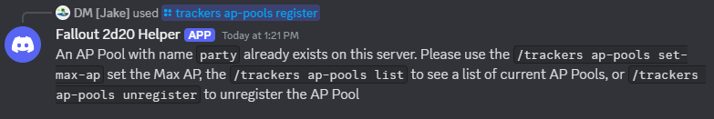 A screenshot of the response in Discord