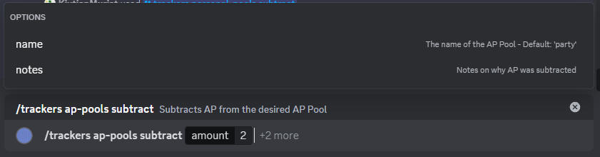 A screenshot of the command definition in Discord