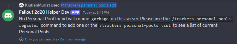 A screenshot of the response in Discord