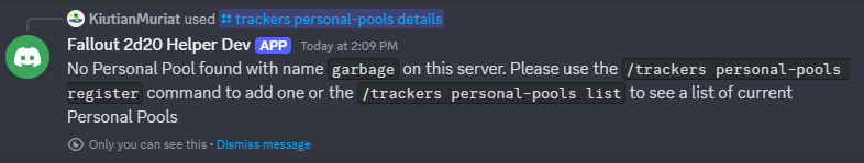 A screenshot of the response in Discord