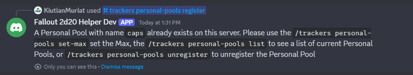 A screenshot of the response in Discord