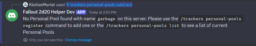 A screenshot of the response in Discord